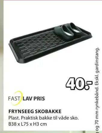 FRYNSEEG SKOBAKKE Plast. Praktisk bakke til våde sko. B38 x L75 x H3 cm