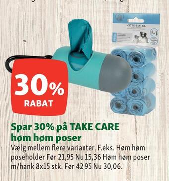 Maxi Zoo Spar 30% på take care høm høm poser tilbud