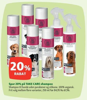 Maxi Zoo Spar 20% på take care shampoo tilbud