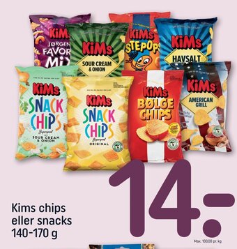 REMA 1000 Kims chips eller snacks 140-170 g tilbud