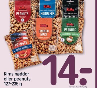 REMA 1000 Kims nødder eller peanuts 127-235 g tilbud