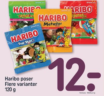 REMA 1000 Haribo poser Flere varianter 120 g tilbud