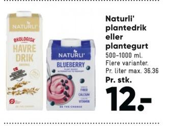Bilka Naturli' yoghurt alternativ blueberry tilbud