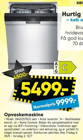 Bilka Siemens opvaskemaskine tilbud