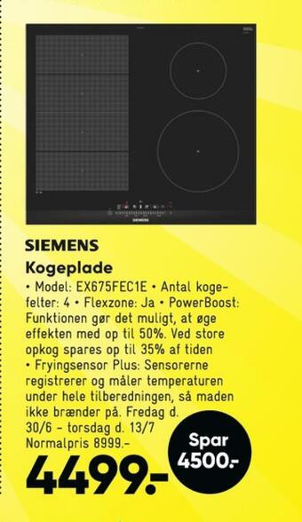 Bilka Siemens indbygningskogeplade tilbud