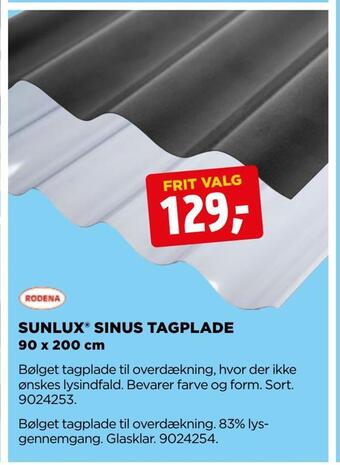 jem & fix Sunlux® sinus tagplade 90 x 200 cm tilbud