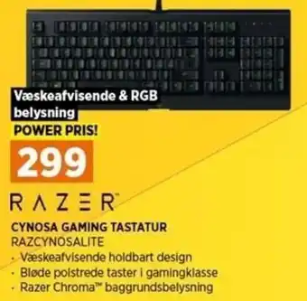Power Razer Cynosa Gaming Tastatur RAZCYNOSALITE tilbud