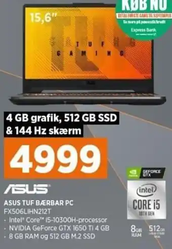 Power Asus Tuf Bærbar Pc FX506LIHN212T tilbud