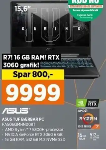 Power Asus Tuf Bærbar Pc FA506QMHN008T tilbud
