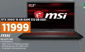 Power MSI GF75 Thin GF751OUEK001 tilbud