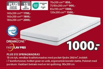 JYSK PLUS S15 SPRINGMADRAS tilbud