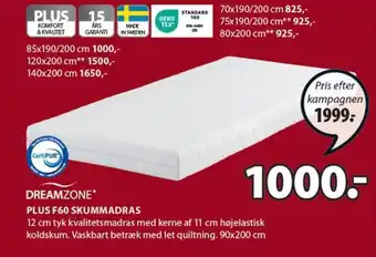 JYSK DREAMZONE PLUS F60 SKUMMADRAS tilbud