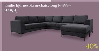 Sit´n Sleep Emilie hjørnesofa m/chaiselong tilbud