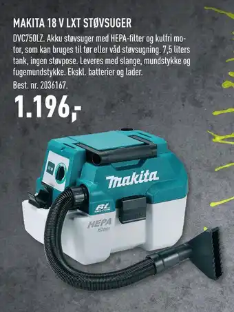 Johannes Fog Makita 18 v lxt støvsuger tilbud