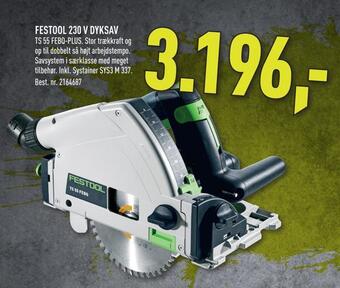 Johannes Fog Festool 230 v dyksav tilbud