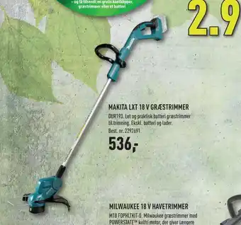 Johannes Fog Makita lxt 18 v græstrimmer tilbud