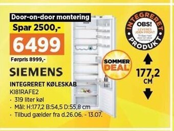 Power Siemens integreret køleskab tilbud
