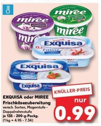 Kaufland EXQUISA oder MIREE Frischkäsezubereitung tilbud