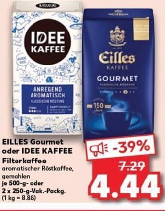 Kaufland EILLES Gourmet oder IDEE KAFFEE Filterkaffee tilbud