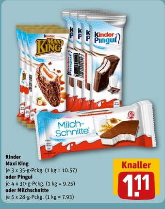 REWE DE Kinder Maxi King oder Pingui oder Milchschnitte tilbud