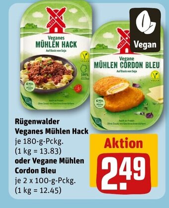 REWE DE Rügenwalder Veganes Mühlen Hack oder Vegane Mühlen Cordon Bleu tilbud