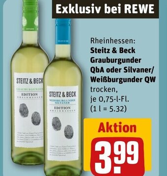 Rheinhessen: Steitz & Beck Grauburgunder QbA oder Silvaner/ Weißburgunder QW