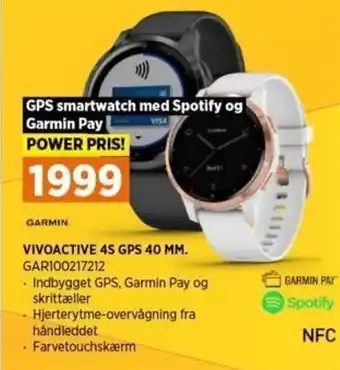 Power Garmin Vivoactive 4s Gps 40mm GAR100217212 tilbud