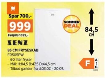 Power Senz fryseskab tilbud
