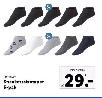 Lidl LIVERGY Sneakersstrømper 5-pak tilbud