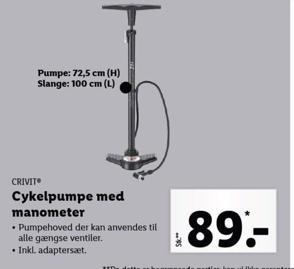 CRIVIT Cykelpumpe med manometer tilbud hos Lidl