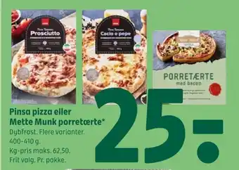 Coop 365 Pinsa pizza eller Mette Munk porretæerte tilbud