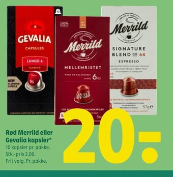 Coop 365 Rød Merrild eller Gevalia kapsler tilbud