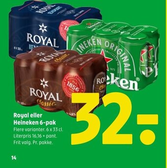 Coop 365 Royal eller Heineken 6-pak tilbud