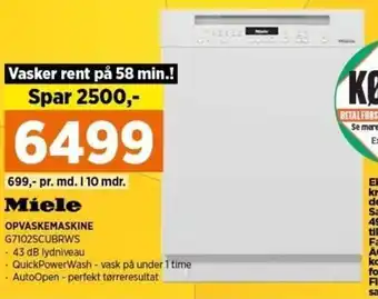 Power Miele Opvaskemaskine G7102SCUBRWS tilbud