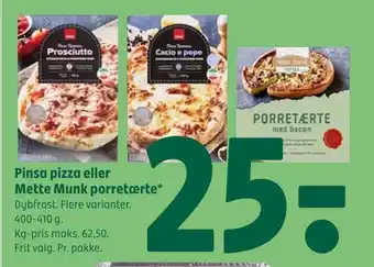 Coop 365 Pinsa pizza eller mette munk porretærte tilbud
