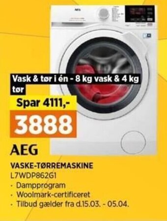 Power AEG Vaske-Tørremaskine L7WDP862G1 tilbud