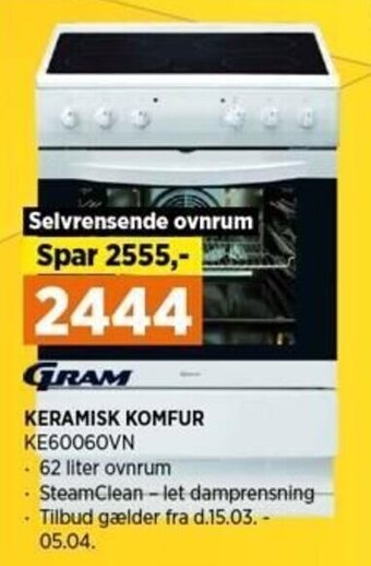 Power Gram Keramisk Komfur KE60060VN tilbud