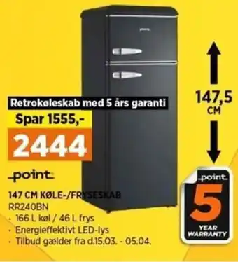 Power Point 147 cm Køle-/ Fryseskab RR240BN tilbud