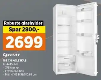 Power Gram 185 cm køleskab KS42456611 tilbud