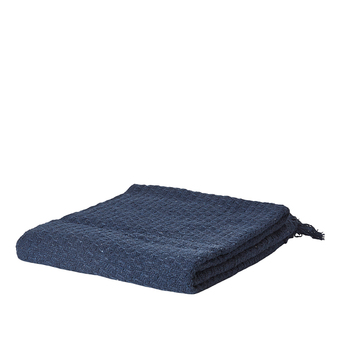 Kop & Kande Plaid med frynser blå 125x150 cm tilbud