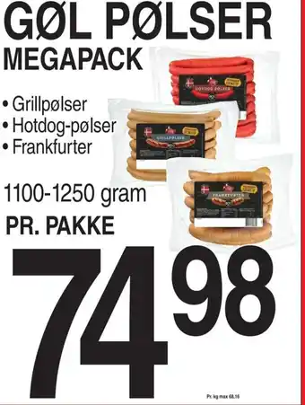 ABC Lavpris GØL PØLSER MEGAPACK tilbud