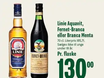 Min Købmand Linie Aquavit, Fernet-Branca eller Branca Menta tilbud