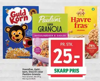 SPAR Havrefras, Guld-korn, Oreo O's eller Paulúns Granola tilbud