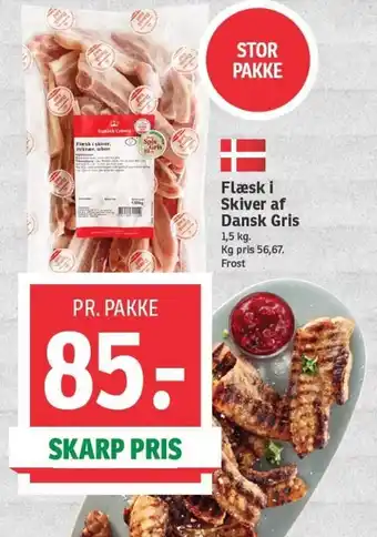 SPAR Flæsk i Skiver af Dansk Gris 1,5 kg. tilbud