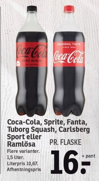 SPAR Coca-Cola, Sprite, Fanta, Tuborg Squash, Carlsberg Sport eller Ramlösa tilbud