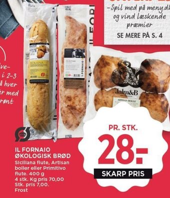 MENY IL FORNAIO ØKOLOGISK BRØD tilbud