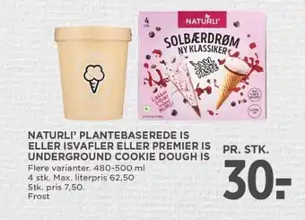 MENY NATURLI' PLANTEBASEREDE IS ELLER ISVAFLER ELLER PREMIER IS PR. STK. UNDERGROUND COOKIE DOUGH IS tilbud