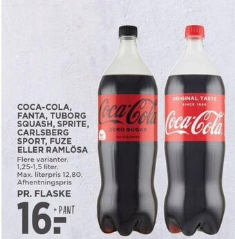 MENY COCA-COLA, FANTA, TUBORG SQUASH, SPRITE, CARLSBERG SPORT, FUZE ELLER RAMLÖSA tilbud
