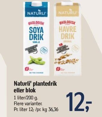 Føtex Naturli' plantedrik eller blok tilbud