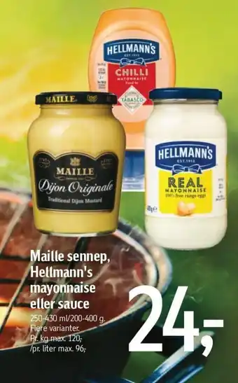 Føtex Maille sennep, Hellmann's mayonnaise eller sauce tilbud
